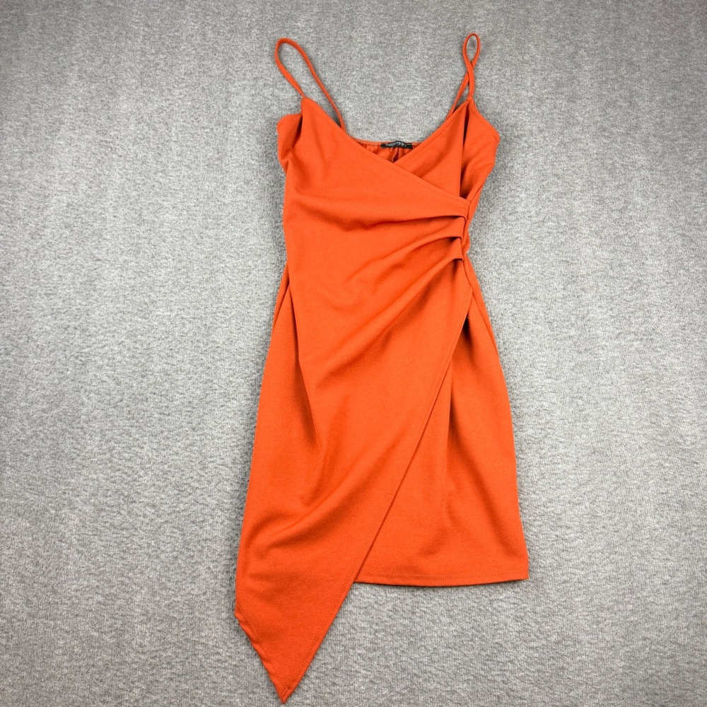 Papermoon‎ Women's S Small Burnt Orange Faux Wrap Mini Dress BD9338